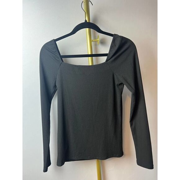 Tuckernuck Pomander Place Blanche Black Ribbed Square Neck Top Sz. S - Picture 4 of 6